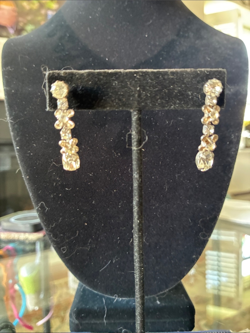 Gold-Tone Crystal Drop Earrings - Elegant Women Jewelry